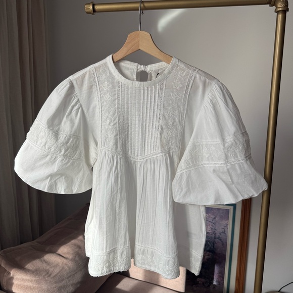 ZW Collection Embroidered Romantic Blouse, Oyster White, S, NWT - Picture 4 of 8